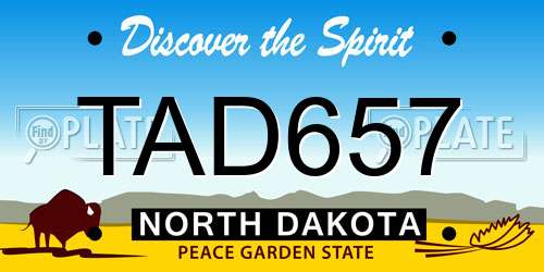 TAD657 North Dakota License Plate