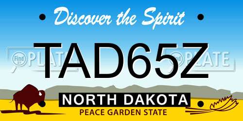 TAD65Z North Dakota License Plate