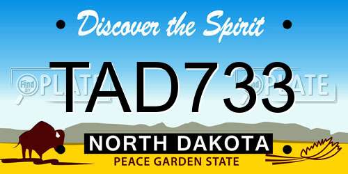 TAD733 North Dakota License Plate