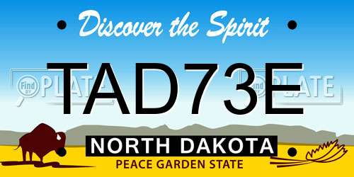 TAD73E North Dakota License Plate