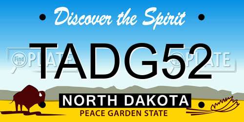 TADG52 North Dakota License Plate