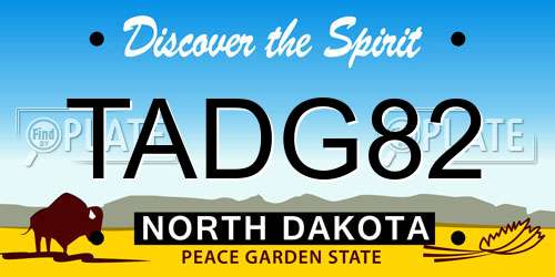 TADG82 North Dakota License Plate