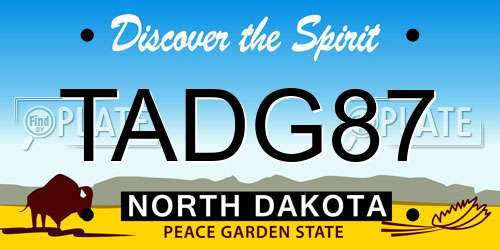 TADG87 North Dakota License Plate