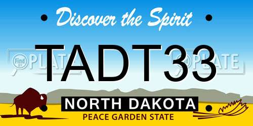 TADT33 North Dakota License Plate