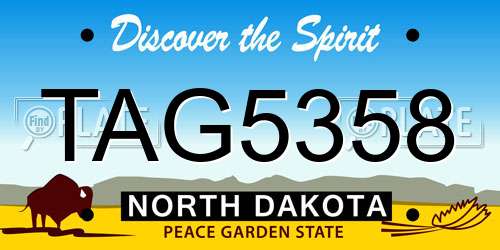 TAG5358 North Dakota License Plate