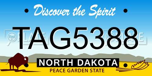 TAG5388 North Dakota License Plate