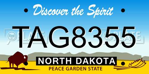 TAG8355 North Dakota License Plate