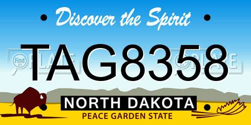 TAG8358 North Dakota License Plate