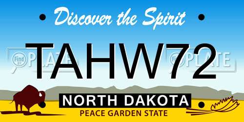 TAHW72 North Dakota License Plate