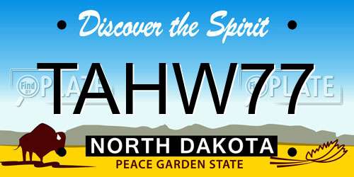 TAHW77 North Dakota License Plate