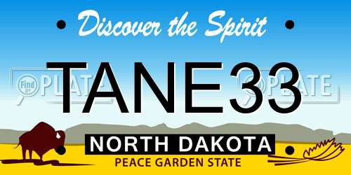 TANE33 North Dakota License Plate