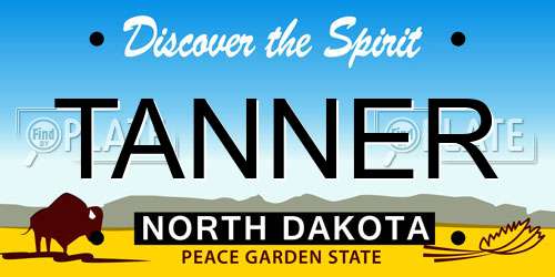 TANNER North Dakota License Plate