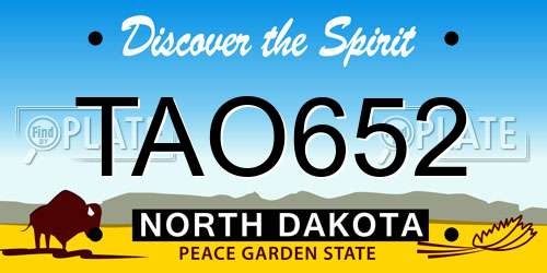 TAO652 North Dakota License Plate