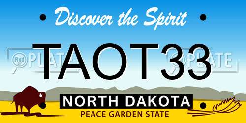 TAOT33 North Dakota License Plate