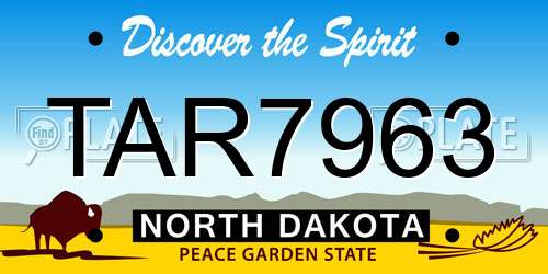 TAR7963 North Dakota License Plate