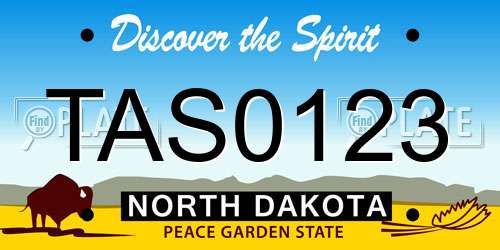 TAS0123 North Dakota License Plate