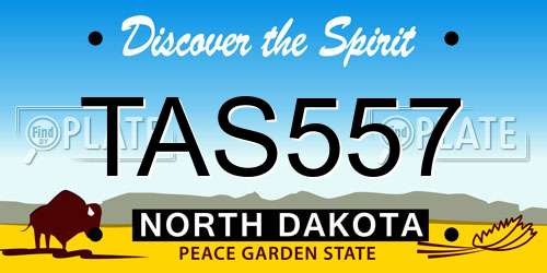 TAS557 North Dakota License Plate