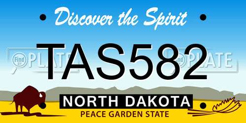 TAS582 North Dakota License Plate