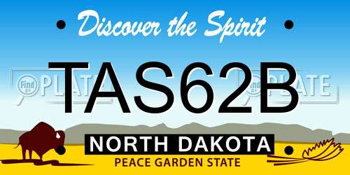TAS62B North Dakota License Plate
