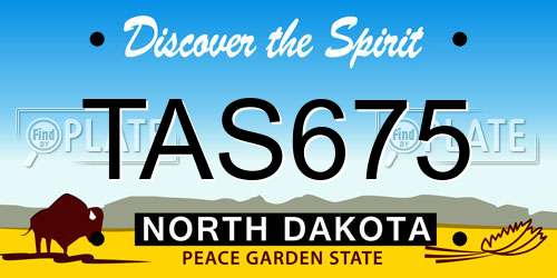 TAS675 North Dakota License Plate
