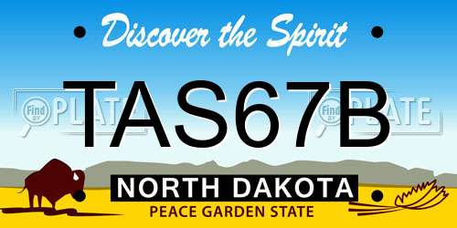 TAS67B North Dakota License Plate