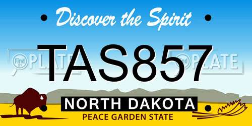 TAS857 North Dakota License Plate