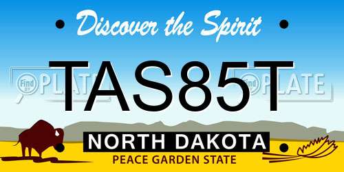 TAS85T North Dakota License Plate