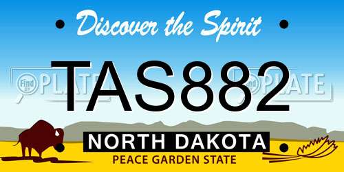 TAS882 North Dakota License Plate
