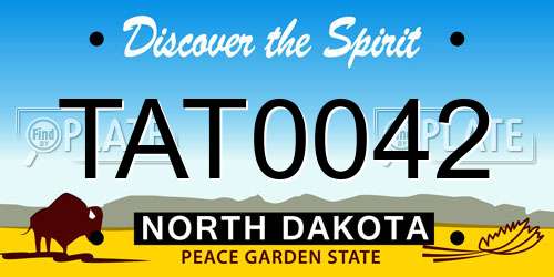 TAT0042 North Dakota License Plate