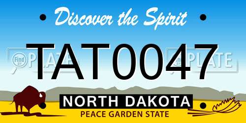 TAT0047 North Dakota License Plate