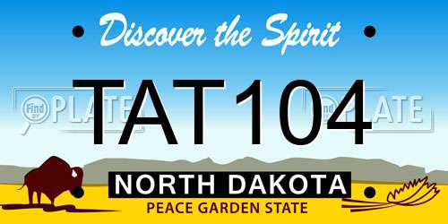 TAT104 North Dakota License Plate