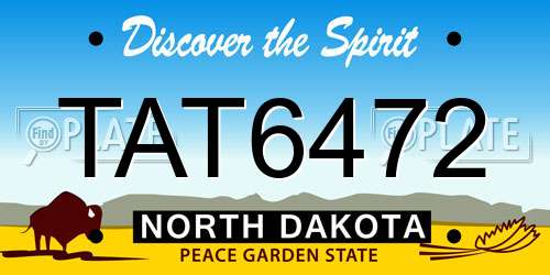 TAT6472 North Dakota License Plate