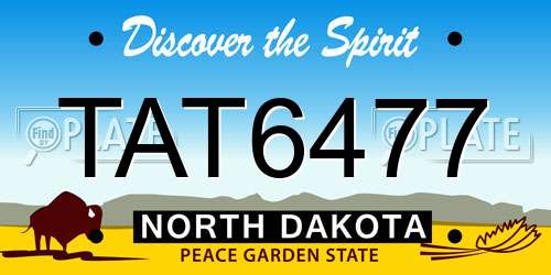 TAT6477 North Dakota License Plate