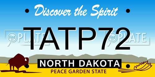 TATP72 North Dakota License Plate