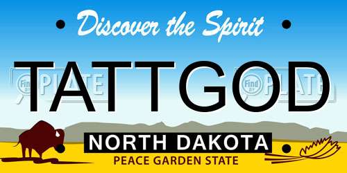TATTGOD North Dakota License Plate