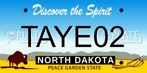 TAYE02 North Dakota License Plate