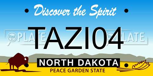 TAZI04 North Dakota License Plate
