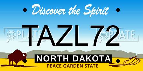 TAZL72 North Dakota License Plate