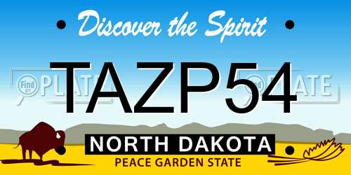TAZP54 North Dakota License Plate