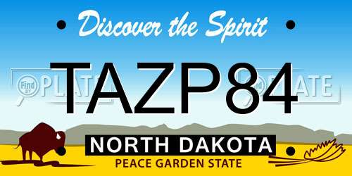 TAZP84 North Dakota License Plate