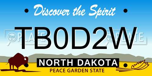 TB0D2W North Dakota License Plate