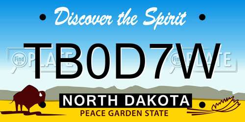 TB0D7W North Dakota License Plate