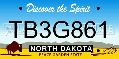 TB3G861 North Dakota License Plate