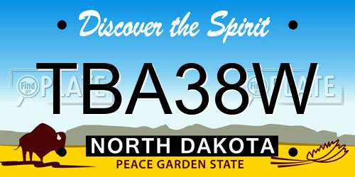 TBA38W North Dakota License Plate