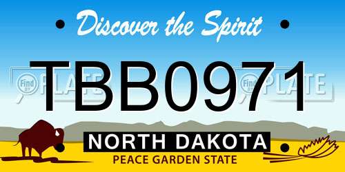 TBB0971 North Dakota License Plate