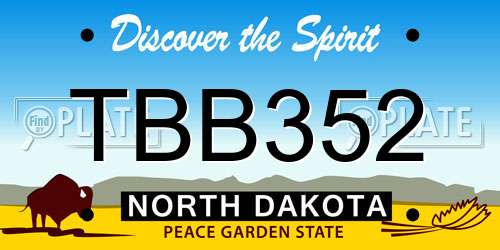 TBB352 North Dakota License Plate