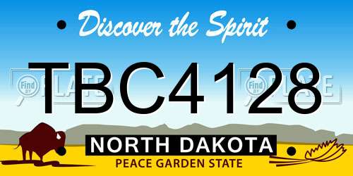 TBC4128 North Dakota License Plate