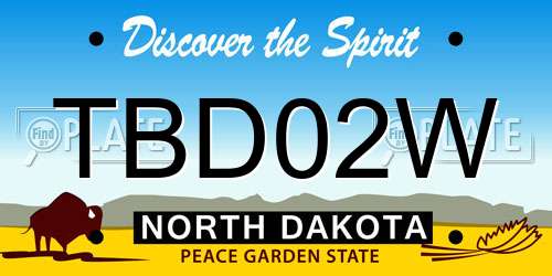 TBD02W North Dakota License Plate