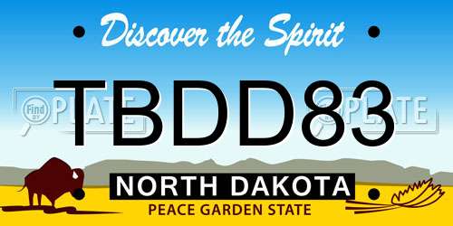 TBDD83 North Dakota License Plate