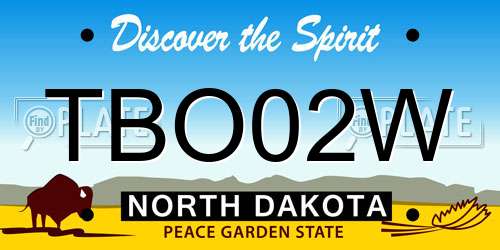 TBO02W North Dakota License Plate